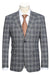 Men's Sophisticated Slim Fit Peak Lapel English Laundry Suit in Grey Windowpane Plaid - USA Men's Outlet