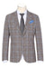 Men's Tan & Burgundy Plaid Cotton Blazer Slim Fit 2 Button Patch Pockets by Pelago - USA Men's Outlet