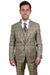 Men's Tan & Gold Windowpane Vested Suit by Stacy Adams - USA Men's Outlet