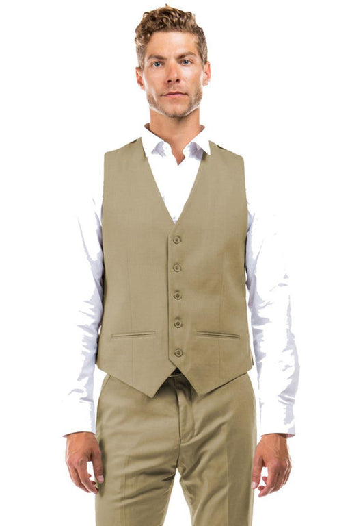 ~~Men’s Tan Wool Suit Vest by Zegarie - Luxury Designer w/ Sophistication - USA Men's Outlet