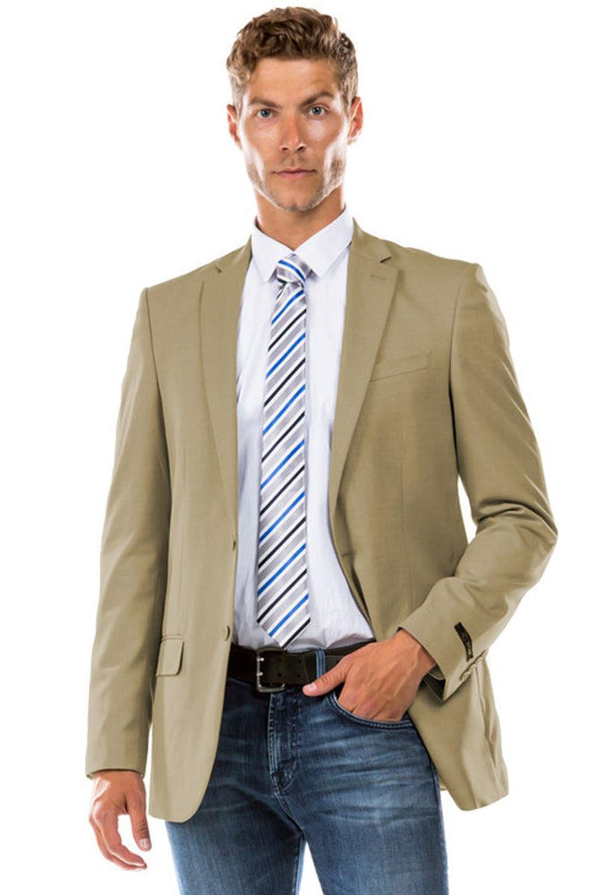 Men's Tan Zegarie Designer Wool Suit Separate Jacket - USA Men's Outlet