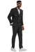 Men's Tazio Black Slim Fit Double-Breasted Wedding Suit w/ Gold Buttons - USA Men's Outlet