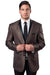 Men's Tazio Brown Houndstooth Blazer with Black Satin Trim - USA Men's Outlet