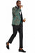 Men's Tazio Green & Gold Paisley Vested Prom/Wedding Shawl Tuxedo w/One Button - USA Men's Outlet