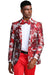 Men's Tazio Red & Silver Paisley Slim Fit Prom Tuxedo Jacket - USA Men's Outlet