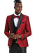 Men's Tazio Red Paisley Floral One Button Prom Tuxedo - Slim Fit & Shiny - USA Men's Outlet