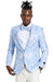 Men's Tazio Sky Blue & Silver Paisley Foil Jacket - Slim Fit Prom & Wedding Blazer - USA Men's Outlet