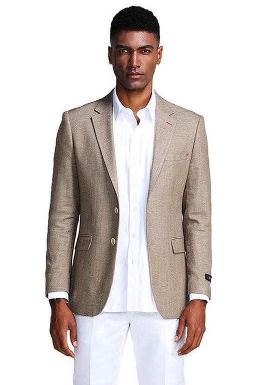 Men's Tazio Tan Slim Fit Summer Sport Coat - USA Men's Outlet