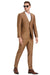 Men's Tazio Vested Peak Lapel Sharkskin Suit in Camel Windowpane Plaid - USA Men's Outlet