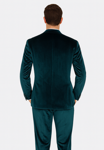 Teal Velvet Suit for Men – 2-Piece Slim Fit Peak Lapel Formalwear by Tazzio