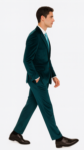 Teal Velvet Suit for Men – 2-Piece Slim Fit Peak Lapel Formalwear by Tazzio