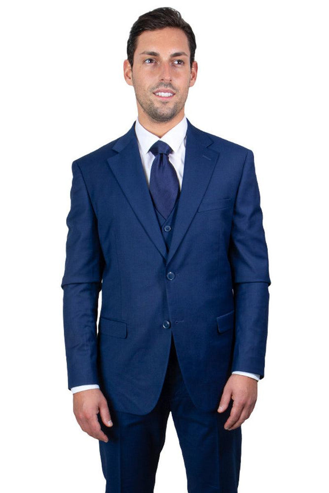 Men's Two-Button Indigo Blue Stacy Adams Vested Suit: Classic Look & Modern Style - USA Men's Outlet