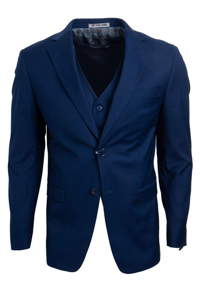 Men's Two-Button Indigo Blue Stacy Adams Vested Suit: Classic Look & Modern Style - USA Men's Outlet