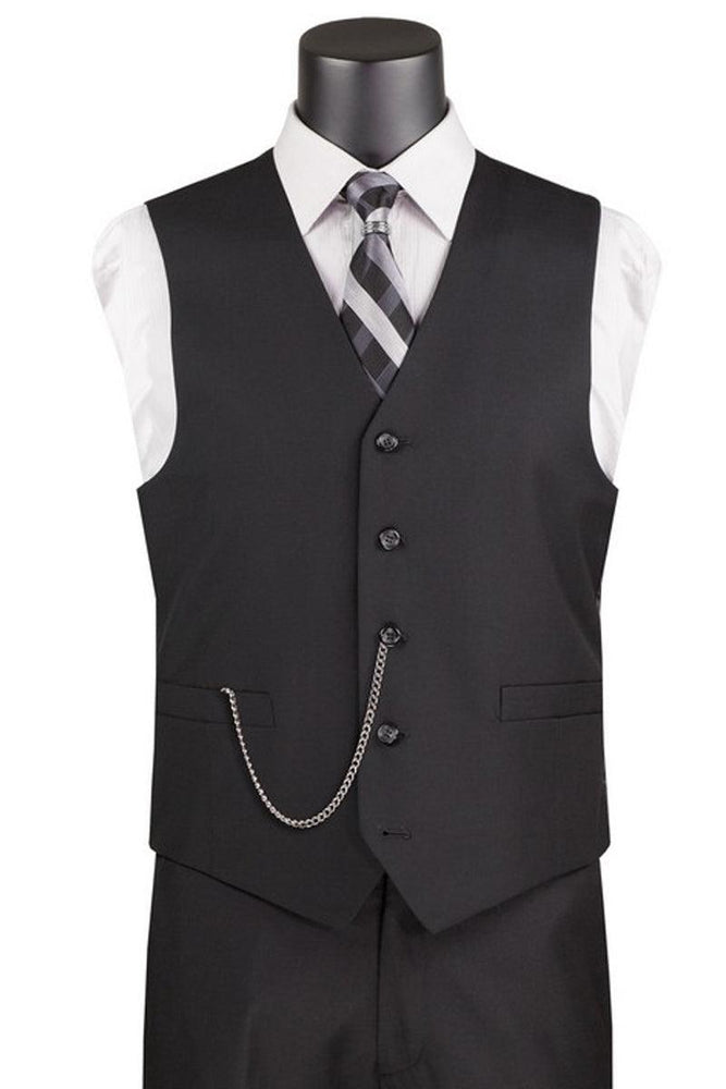 Men's Vinci Basic Black Suit Vest: Tailored Luxury. - USA Men's Outlet