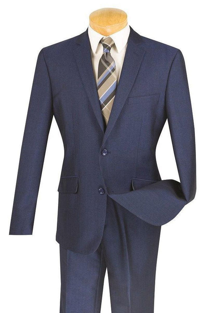 Men's Vinci Textured Slim Fit Stretch Travel Suit - Blue - USA Men's Outlet