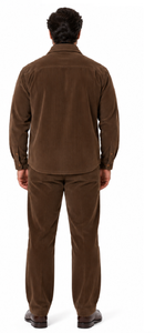 Mens Espresso Brown Corduroy Reserve Walking Suit – Textured Overshirt & Matching Pants