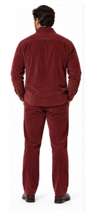 Mens Merlot Burgundy Corduroy Prestige Walking Suit – Textured Overshirt & Matching Pants