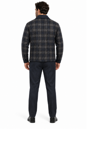 Mens Midnight Navy Plaid Fusion Walking Suit – Contemporary Shirt & Matching Pants Set