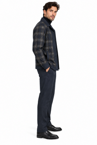 Mens Midnight Navy Plaid Fusion Walking Suit – Contemporary Shirt & Matching Pants Set