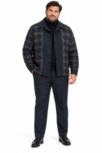 Mens Midnight Navy Plaid Fusion Walking Suit – Contemporary Shirt & Matching Pants Set