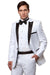 Men's White & Black 1-Button Slim Fit Peak Lapel Wedding Tuxedo by Bryan Michaels - USA Men's Outlet