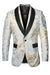 Men's White Gold Foil Paisley Tuxedo Shawl Collar Blazer - Empire - USA Men's Outlet