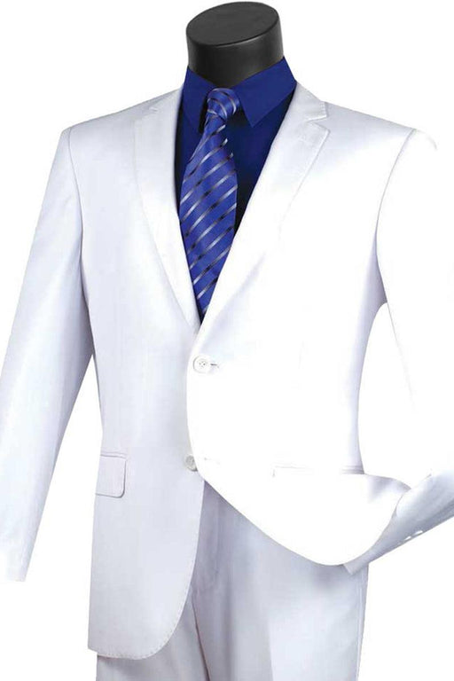 "Men's White Vinci Modern Fit 2-Button Suit: Refined Elegance" - USA Men's Outlet