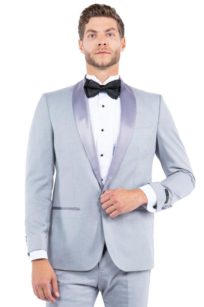 Men's Zegarie Light Grey Modern Fit One-Button Tuxedo Jacket. - USA Men's Outlet