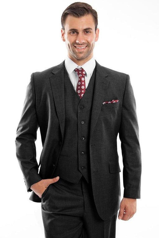 Men's Zegarie Modern Wool Vested Suit - Stylish Two-Button Fit - Black - USA Men's Outlet