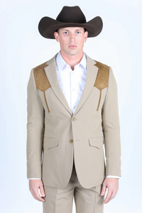 Mens Western Style Suit Coat – Premium Suede Yokes with Elbow Patch Detail