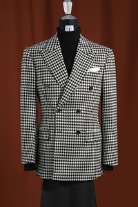 Men’s Houndstooth Wool Blazer – Black & White Sport Coat