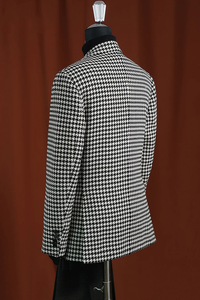 Men’s Houndstooth Wool Blazer – Black & White Sport Coat