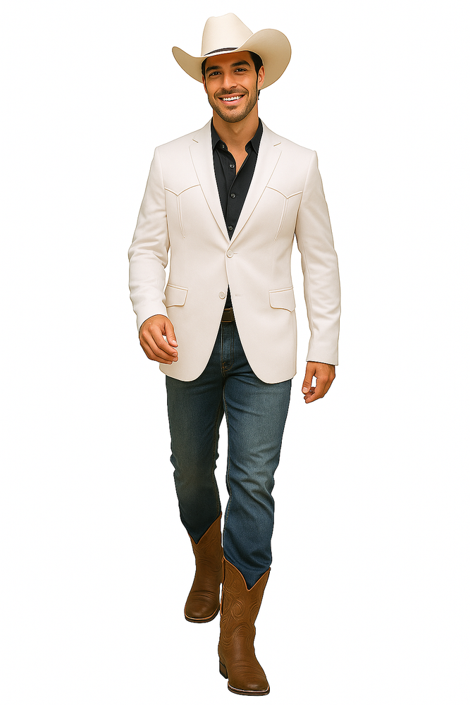 Western Blazer - Saco Para Hombre - Mens Double Button Western White Blazer
