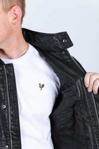 Mens Black Platini Western Leather Jacket - Vintage Cowboy Style