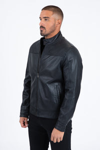 Mens Black Platini Western Leather Jackets - Vintage Cowboy Style