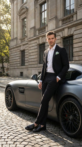 Mens Black Seersucker Suit – Shadow Ton on Ton Mini Textured Two Button Cotton Fabric Formal Summer Suit