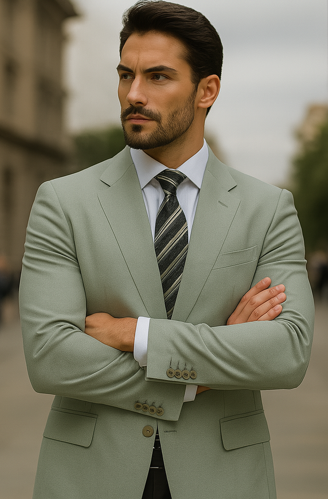 Mens Blazer Classic Fit Sport Coat Two Buttons Lightweight Suit Jacket Iceberg Green