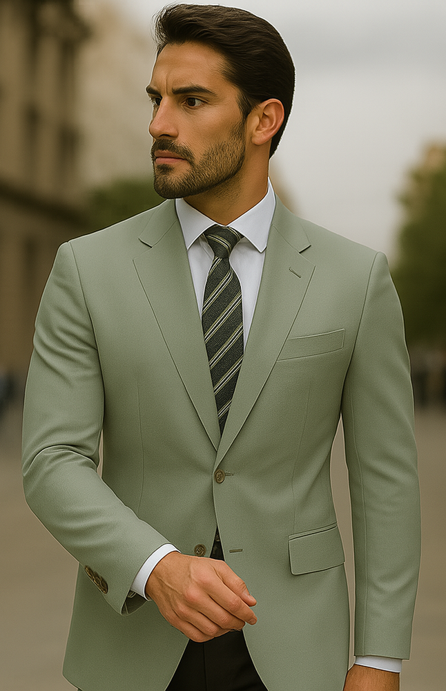 Mens Blazer Classic Fit Sport Coat Two Buttons Lightweight Suit Jacket Iceberg Green