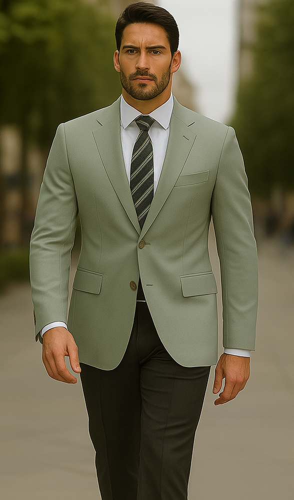 Mens Blazer Classic Fit Sport Coat Two Buttons Lightweight Suit Jacket Iceberg Green