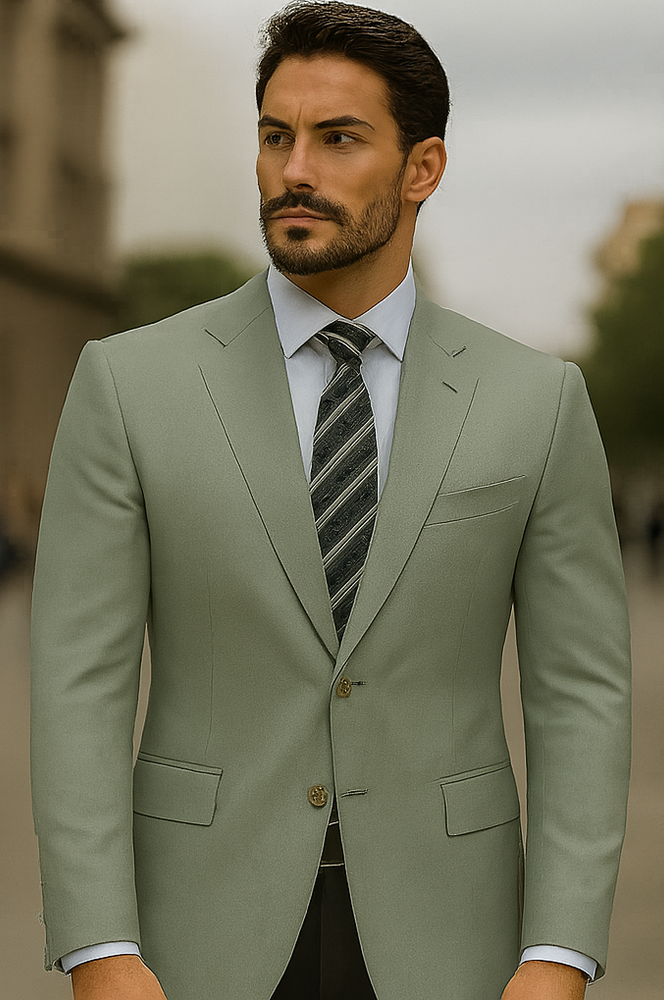 Mens Blazer Classic Fit Sport Coat Two Buttons Lightweight Suit Jacket Iceberg Green