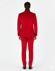 Mens Blazer - Six Button Color Velvet Blazer - Red Double Breasted Blazer