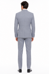 Men’s Blue Plaid 3-Piece Tailored Fit Suit with Vest