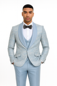 2026 Prom Special Blue Tuxedo Suit w/ Double-Breasted Vest by Tazzio