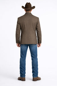 Men’s Brown Herringbone Tweed Cowboy Western Blazer – Classic Country Sport Coat Jacket for Ranch Wear,  Cowboy Jacket