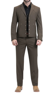 Men’s Brown Western Suit Set – Classic 2 Piece Formal Suit for Weddings and Business