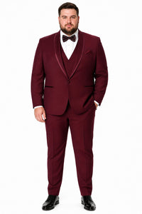 Maroon Prom Suit - Maroon Prom Tuxedo Suits - Maroon Wedding Tuxedo Mens One Button Satin Trim Shawl Tuxedo in Burgundy Wool