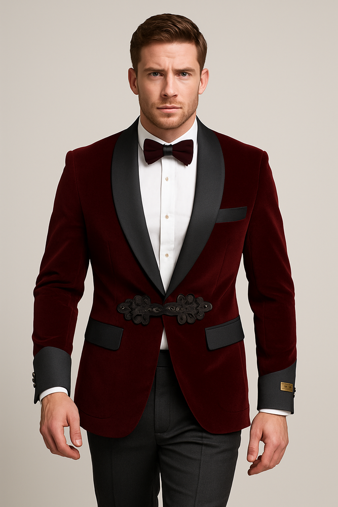 Burgundy ~ Maroon ~ Wine Wedding Blazer ~ Sport Jacket + Matching Bow Burgundy Tuxedo