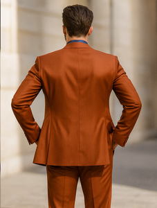 Fashionable Orange Groom Suit – Three-Piece Set with Tie & Vest