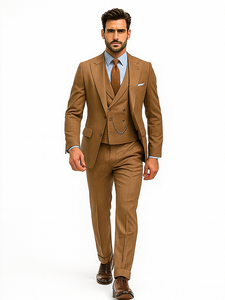 Classic Men’s Camel Brown Suit – Slim Fit 3-Piece Ensemble