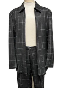 Mens Casual Leisure Suit Charcoal Windowpane 6775